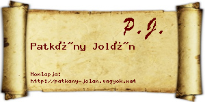 Patkány Jolán névjegykártya